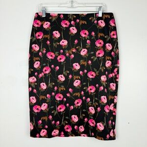 White House Black Market Floral Pencil Skirt Pink Rose Workwear Midi
